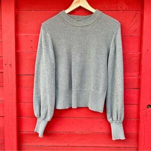 French Connection cotton balloon sleeve knit crew neck sweater
